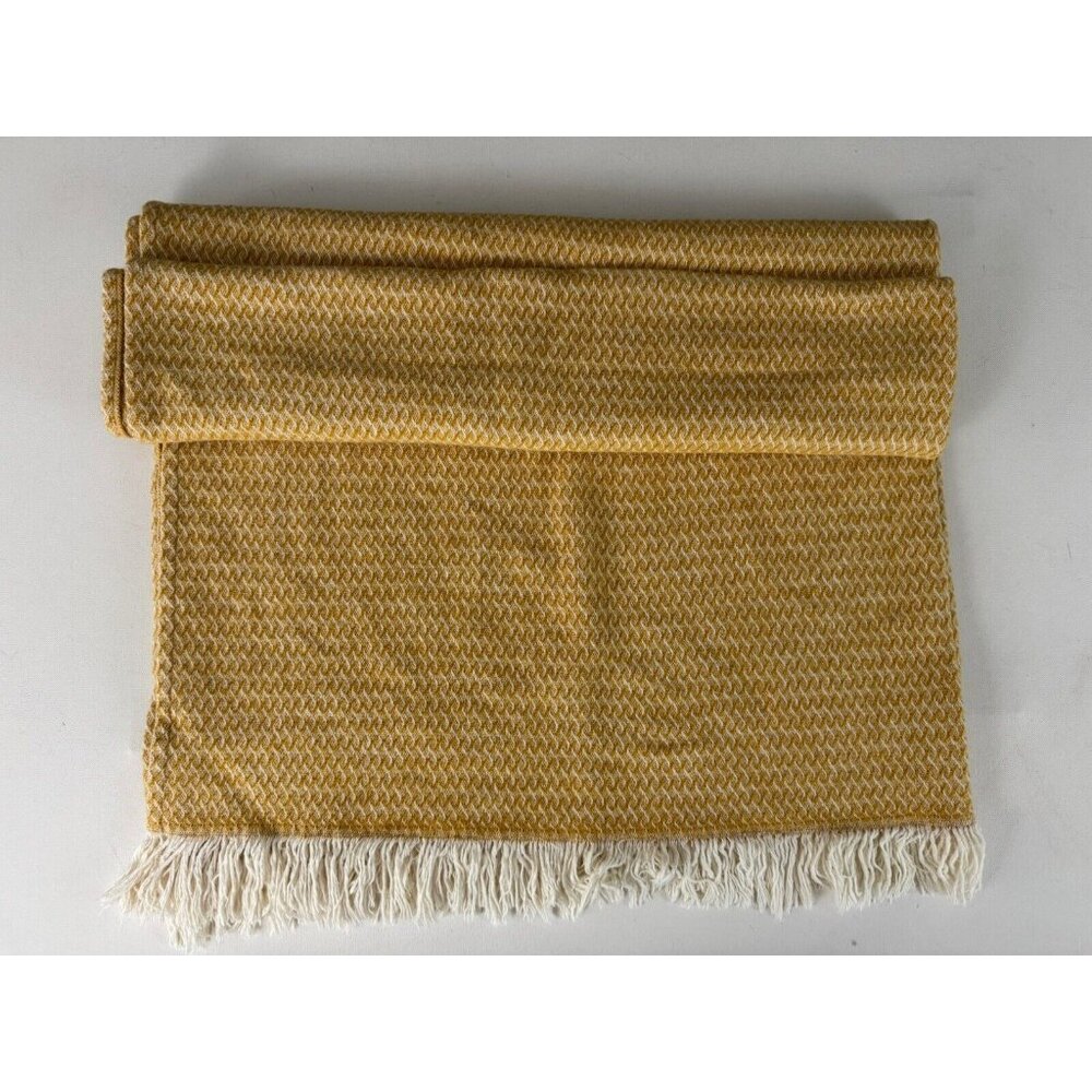 ANTONIO SALGADO Goldenrod Yellow Cotton Jacquard Throw Blanket 65x48
